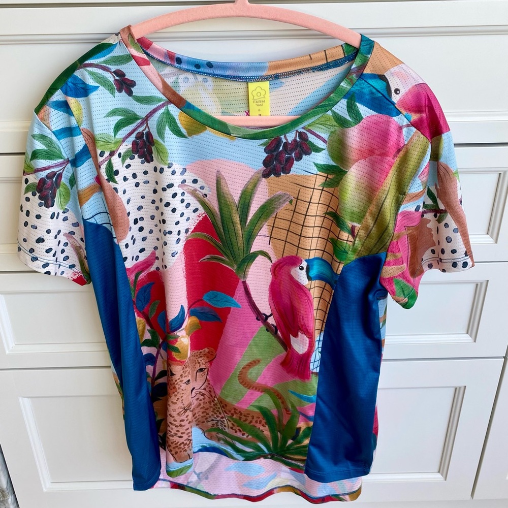 Farm Rio Brazil Amazon Relaxed Fit Moisture-Wicking Jersey Top M